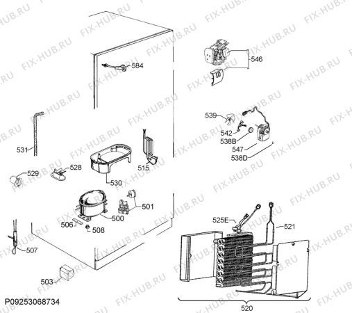 Взрыв-схема холодильника Electrolux EN3454MEW - Схема узла Cooling system 017